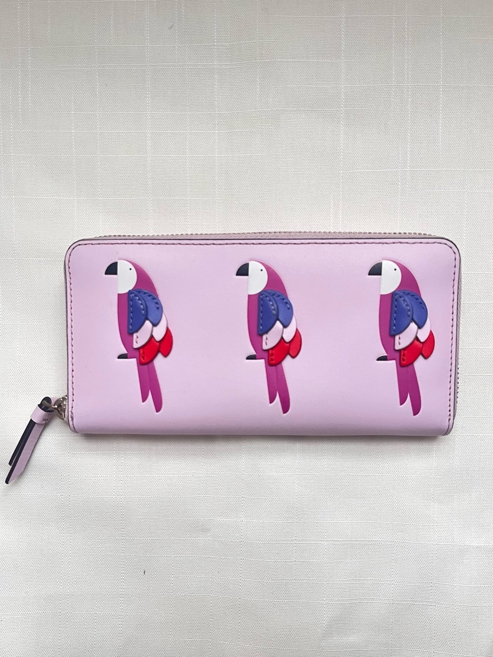 Kate Spade “Flock Party” Parrot zip around novelty 3D wallet